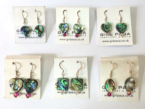 Paua Shell and Swarovski Crystal Earrings - by Mhairi Sim - Girl Paua