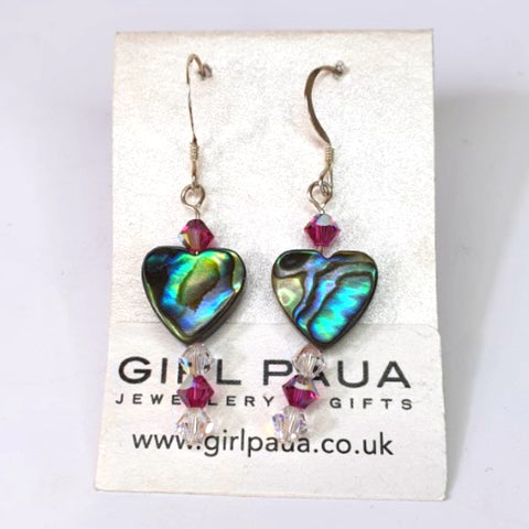 Paua Shell Swarovski Crystal Earrings Long - by Mhairi Sim - Girl Paua