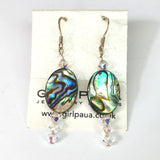Paua Shell Swarovski Crystal Earrings Long - by Mhairi Sim - Girl Paua