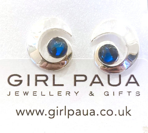Paua Shell Koru Swirl Earrings - by Mhairi Sim - Girl Paua