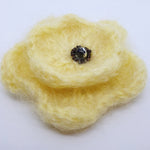 Yellow Knitted Flower Brooches - by Lynn Ramsbottom - Irresistible Felt