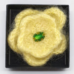 Yellow Knitted Flower Brooches - by Lynn Ramsbottom - Irresistible Felt