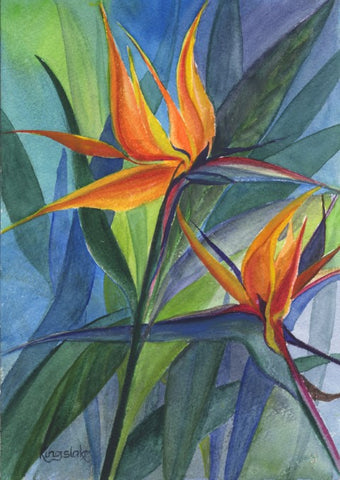 'Tropical Paradise' Original Watercolour Painting - Unframed. By Gillian Kingslake