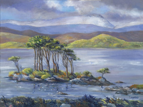 "Windblown Pines, Loch Assynt" - Unframed Original Oil - by Gillian Kingslake