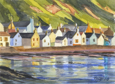 'Moray Fishing Village - Gardenstown' Unframed Original Watercolour By Gillian Kingslake