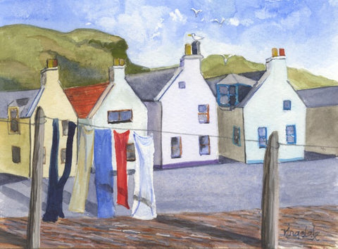 'Moray Fishing Village - Pennan' Unframed Original Watercolour By Gillian Kingslake