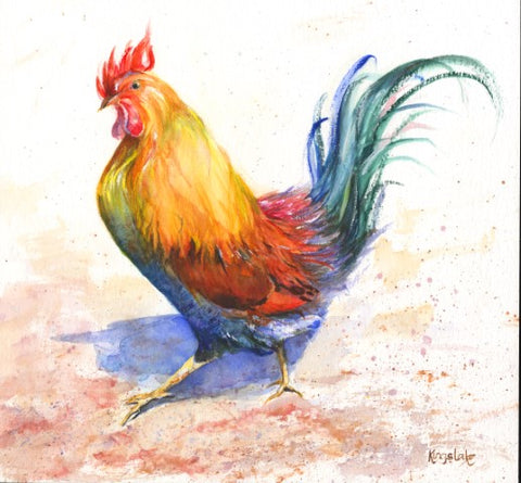 'Proud Rooster' original Watercolour by Gillian Kingslake