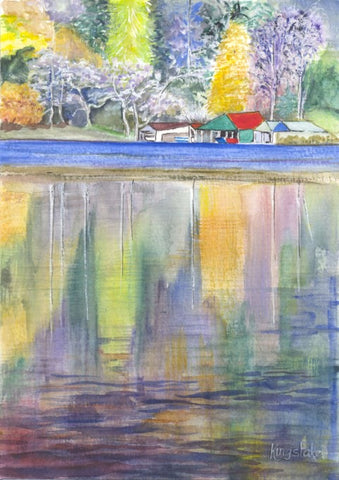 "Autumn Reflections, Loch Ard" - unframed original watercolour - by Gillian Kingslake