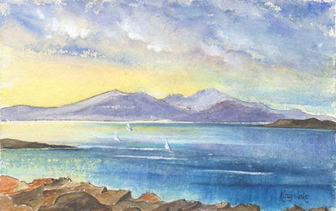 'Early Evening Sailing, Arran' - unframed original watercolour- by Gillian Kingslake