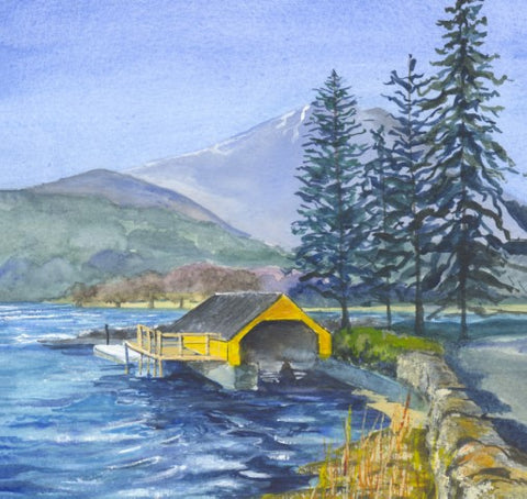 Yellow Boat House, Loch Ard Unframed Original Watercolour By Gillian Kingslake