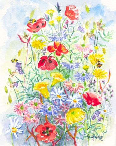 Rewilding for the Bees - Unframed Original Watercolour By Gillian Kingslake
