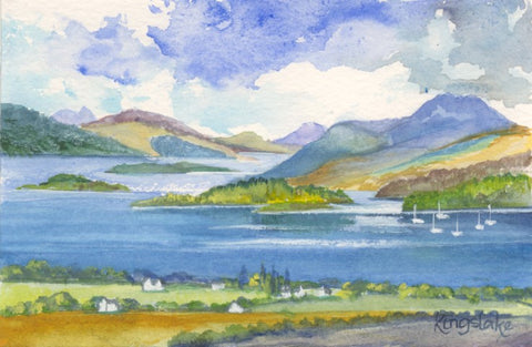 "Summer Skies, Loch Lomond" - unframed original watercolour - by Gillian Kingslake