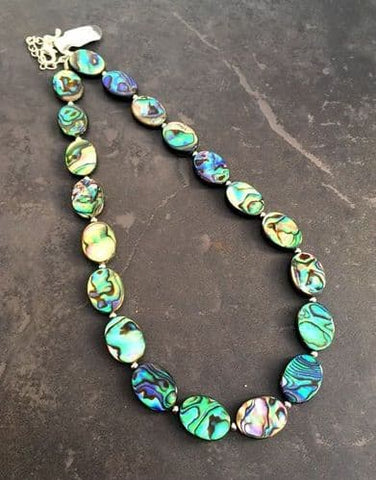 Beautiful Paua Shell & Silver Ball Necklace - by Mhairi Sim - Girl Paua