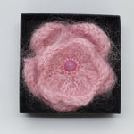 Pink Fluffy Knitted Flower Brooch - by Lynn Ramsbottom - Irresistible Felt