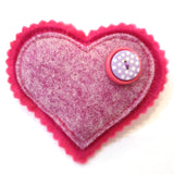 Felt Heart Brooch With Button Details - by Lucy Jackson