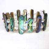 Paua Shell Long Strips Bracelet With Crystals - by Mhairi Sim - Girl Paua