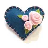 Flower Heart Felt Brooches - by Lucy Jackson