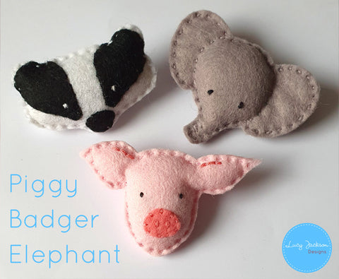 Piggy Badger Elephant Brooch Making Kit - by Lucy Jackson